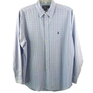Ralph Lauren Mens 17 34/35 Yarmouth Plaid Long Sleeve Shirt 100% Cotton Gorpcore